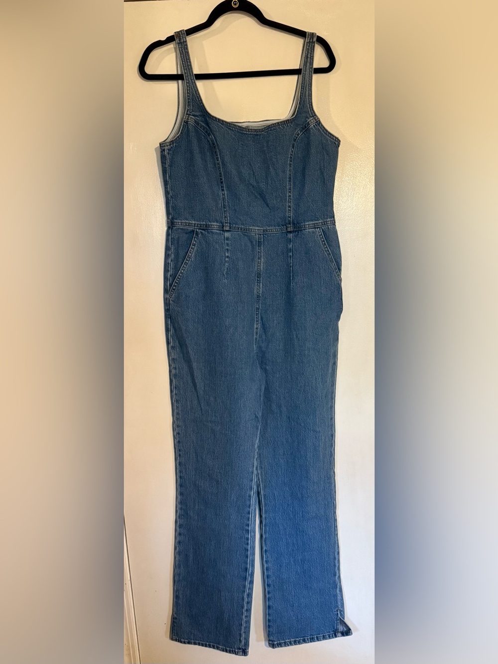 Denim Jumpsuit with Square Neckline
